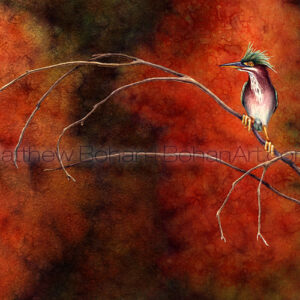 Fall Green Heron (Transparent Watercolor on W&N 140lb NCP Paper 12 x 8 in) NFS