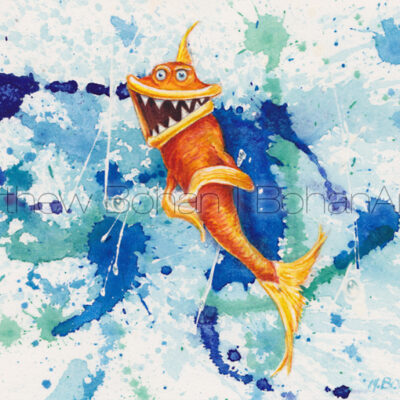 Psycho Goldfish (3.5×5.75-inch Transparent Watercolor)